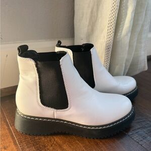 Stylish White and Black Ankle Boots